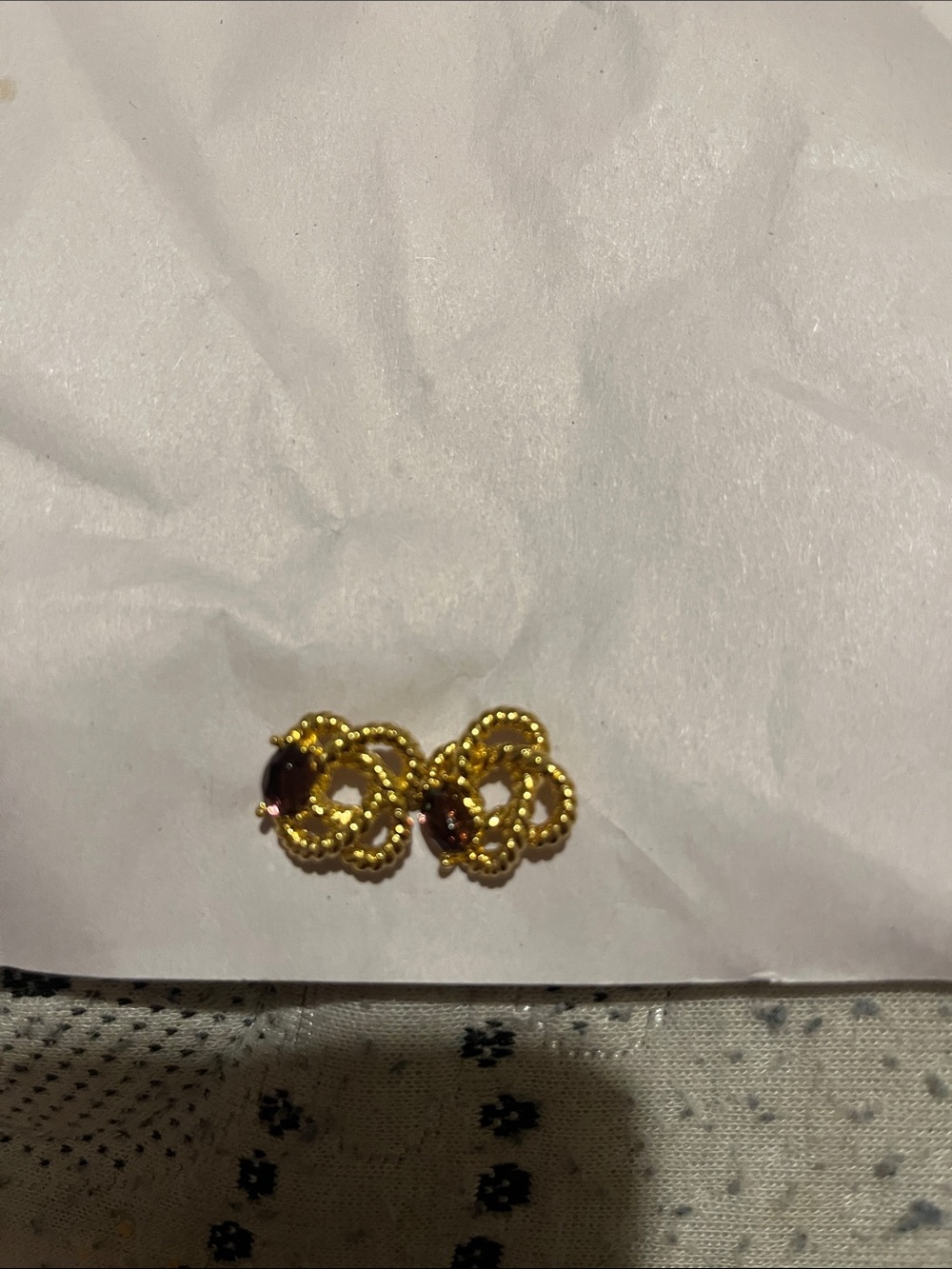 Camrose & Kross JBK Gold-tone knot earrings with purple stones